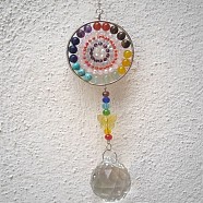 Glass Teardrop Pendant Decoration, Wind Chime, with Natural Gemstone Mandala Charm for Home Christmas Tree Decoration, 400mm(PW22111446647)