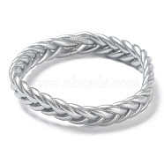 Sparkling Plastic Cord Braided Stretch Bracelets, Light Grey, Inner Diameter: 2-3/8 inch(6.1cm)(BJEW-R313-04E)
