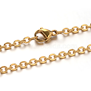 304 Stainless Steel Rolo Chain Necklaces, with Lobster Claw Clasps, Golden, 19.6 inch(50cm), 2mm(NJEW-M151-02G)