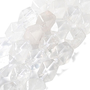 Natural Quartz Crystal Beads Strands, Rock Crystal Beads, with Seed Beads, Faceted, Rhombus, 17~21x13~16x12~15mm, Hole: 1.2~1.4mm, about 18~19pcs/strand, 15.35~15.79 inch(39~40.1cm)(G-C182-26-02)