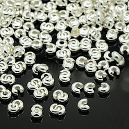 Brass Crimp Beads Covers, Cadmium Free&Lead Free, Round, Silver Color Plated, About 3.2mm In Diameter, 2.2mm Thick, Hole: 1mm(EC266-1S)