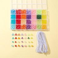 DIY Candy Color Bracelet Making Kit, Including Cube & Round & Flat Round Acrylic Beads, Elastic Cord, Mixed Color, Beads: 1050Pcs/bag(DIY-FS0003-27)