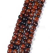 Natural Mahogany Obsidian Beads Strands, Nuggets Tumbled Stone, 6.5~15x7~14x7~14mm, Hole: 1~1.4mm, about 32~33pcs/strand, 15.16~ 15.75 inch(38.5~40cm)(G-C038-02I)