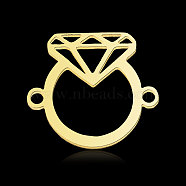 201 Stainless Steel Connector Charms, Diamond Ring Shape, Real 18K Gold Plated, 14x16x1mm, Hole: 1.4mm(STAS-N090-LA893-2)