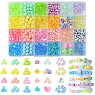 DIY Earrings Jewelry Making Kit, Opaque Acrylic Beads, Mixed Shapes, Mixed Color, 4~13.5x4~17.5x3~9.8mm, Hole: 1~4mm(OACR-FS0001-77)