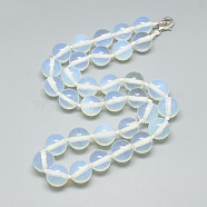 Opalite Beaded Necklaces, with Alloy Lobster Clasps, Round, 18.1 inch~18.5  inch(46~47cm), Round: 11.5~12mm(NJEW-S405-13)