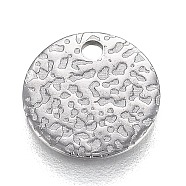 Tarnish Resistant 304 Stainless Steel Charms, Textured, Laser Cut, Flat Round, Stainless Steel Color, 8x0.7mm, Hole: 1.3mm(STAS-I166-21B)