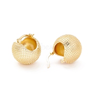 Textured Ball Brass Huggie Hoop Earrings for Women, Real 18K Gold Plated, 23x20x22mm, Pin: 0.4mm(EJEW-A064-12G-RS)