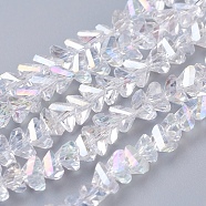 Electroplate Glass Beads Strands, AB Color Plated, Faceted, Triangle, Clear AB, 4.5x5x6mm, Hole: 1mm, about 100pcs/strand, 13.7 inch(35cm)(EGLA-J145-6mm-AB01)