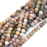 Natural Rhodonite Beads Strands, Round, 6mm, Hole: 1mm, about 62pcs/strand, 15.16 inch(38.5cm)(G-G828-02-6mm)