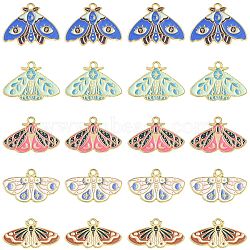 30Pcs 5 Styles Alloy Enamel Pendants, Golden, Butterfly & Moth Charm, Mixed Color, 15~21x28x1.5mm, Hole: 2mm, 6pcs/style(ENAM-CJ0005-34)