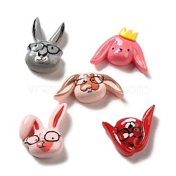 Opaque Resin Decoden Cabochons, Rabbit with Glasses & Dog with Crown, Mixed Shapes, Mixed Color, 13~26x16~29.5x8~9mm(RESI-G090-05)