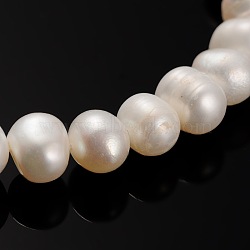 Natural Cultured Freshwater Pearl Beads Strands, Round, Bisque, 7~8mm, Hole: 0.8mm, about 52pcs/strand, 14.17 inch(PEAR-E002-28-01)