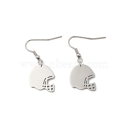 Non-Tarnish 304 Stainless Steel Dangle Earrings, Helmet, Stainless Steel Color, 37x16.5mm(EJEW-A023-01P)