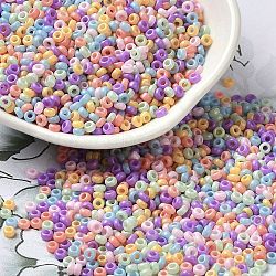 Baking Paint Glass Seed Beads, Donut, Colorful, 8/0, 2.5~3x1~1.5mm, Hole: 1~1.2mm, about 40909pcs/1pound(SEED-P006-03A-18)