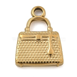 304 Stainless Steel Charms, Real 18K Gold Plated, Bag, 14.5x10.5x2mm, Hole: 1.8mm(STAS-M084-01C-G)