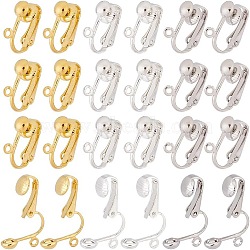 ARRICRAFT 48Pcs 3 Colors Iron Clip-on Earring Findings, with Loops, for non-pierced ears, Mixed Color, 15.5x13.5x7mm, Hole: 1.2~2mm, 16pcs/color(IFIN-AR0001-38)