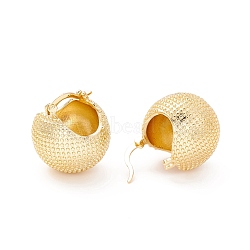 Textured Ball Brass Huggie Hoop Earrings for Women, Real 18K Gold Plated, 23x20x22mm, Pin: 0.4mm(EJEW-A064-12G-RS)