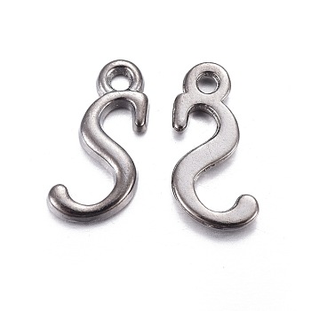 Gunmetal Plated Alloy Letter Pendants, Rack Plating, Cadmium Free & Lead Free, Letter.S, 14x7x2mm, Hole: 1.5mm