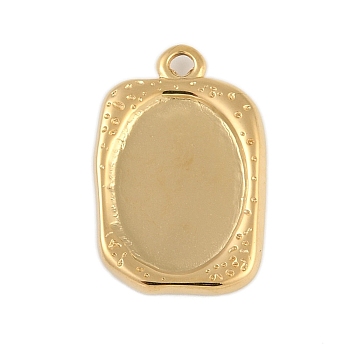 Ion Plating(IP) 304 Stainless Steel Rack Plating Pendant Cabochon Settings, Rectangle, Real 18K Gold Plated, Tray: 16x11.5mm, 23x15x3mm, Hole: 2mm