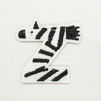 Computerized Embroidery Cloth Iron on/Sew on Patches, Costume Accessories, Appliques, Letter, Black, Letter.Z, 41x42mm