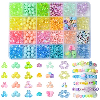 DIY Earrings Jewelry Making Kit, Opaque Acrylic Beads, Mixed Shapes, Mixed Color, 4~13.5x4~17.5x3~9.8mm, Hole: 1~4mm