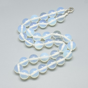Opalite Beaded Necklaces, with Alloy Lobster Clasps, Round, 18.1 inch~18.5  inch(46~47cm), Round: 11.5~12mm