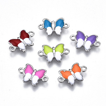 304 Stainless Steel Enamel Links Connectors, Nickel Free, Butterfly, Stainless Steel Color, Mixed Color, 6.5x10x1mm, Hole: 1mm