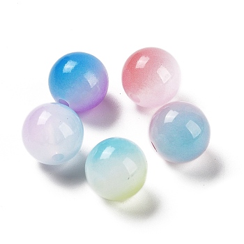 Opaque Acrylic Beads, Two Tone, Round, Mixed Color, 13.5x13mm, Hole: 2.5mm