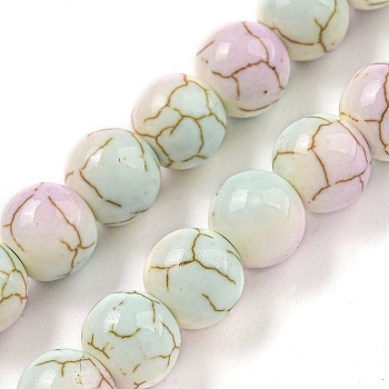 Baking Paint Synthetic Turquoise Beads Strands, with Enamel, Round, Light Cyan, 8mm, Hole: 1mm, about 49~50pcs/strand, 13.66~13.98''(34.7~35.5cm)