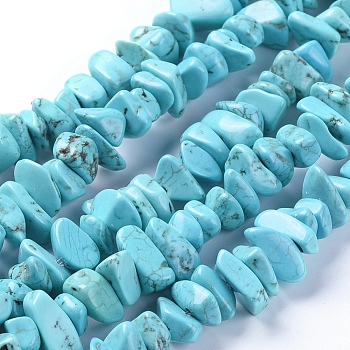 Natural Magnesite Beads Strands, Dyed, Nuggets, 3~7.5x6~15mm, Hole: 1mm, about 10.8 inch(27.5cm)