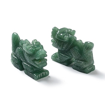 Natural Green Aventurine Carved Healing Dragon Figurines, Reiki Energy Stone Display Decorations, 52~55x18x37.5mm