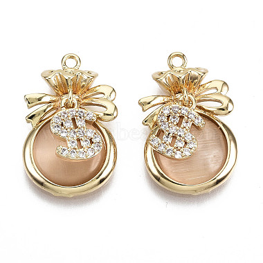 Real 18K Gold Plated Wheat Bag Brass+Cubic Zirconia Pendants