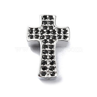 Black Cross Brass+Cubic Zirconia Beads