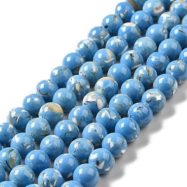 Synthetic Turquoise and Sea Shell Assembled Beads Strands(G-D482-01A-04)-2