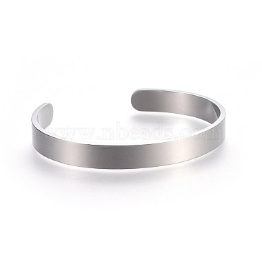 304 Stainless Steel Blank Cuff Bangles(BJEW-E361-11P)-2