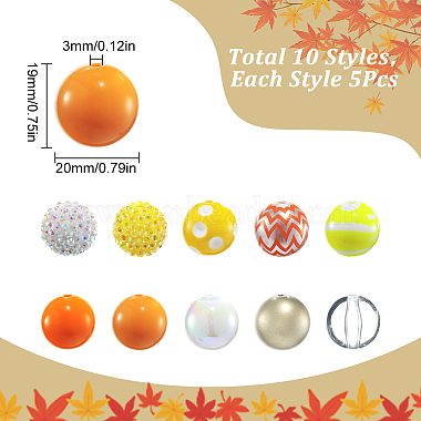 50Pcs 10 Style Thanksgiving Day Theme Acrylic Beads(SACR-SC0001-21)-2