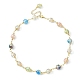 Resin with Gold Foil Round Beaded Chain Necklaces(NJEW-JN04361-01)-1