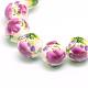 Handmade Flower Printed Porcelain Ceramic Beads Strands(PORC-M007-10mm-17)-2