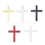 4 Sets 4 Colors Alloy Self-adhesive Car Stickers, 3D Religion Cross, Mixed Color, 61~62.5x44~45x1.2~4mm, 1 set/color(DIY-FH0007-03)