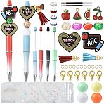 DIY Jewelry Kits, Including 4Pcs Pen and Refill, 184Pcs   Beads, 30Pcs Rhinestone Spacer Beads, 4Pcs Pendants, 10Pcs  Lobster Claw Clasps, 100Pcs Jump Rings and  4Pcs Suede Tassels, Mixed Color, 148x12mm(DIY-FS0009-59)