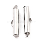 Non-Tarnish 304 Stainless Steel Slide On End Clasp Tubes, Slider End Caps, Stainless Steel Color, 20x6x4mm, Hole: 3.5mm, Inner Diameter: 3mm(X-STAS-C044-08B-P)