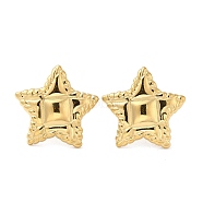 Ion Plating(IP) 304 Stainless Steel Stud Earrings, Star, Real 14K Gold Plated, 21x22mm(EJEW-Z022-18G)