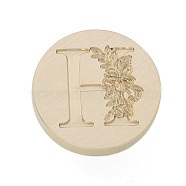 Golden Plated Round Shaped Wax Seal Brass Stamp Head, for Wax Seal Stamp, Letter Pattern, Letter H, 25.5x14mm, Hole: 7.5mm(STAM-S001-01G-08)