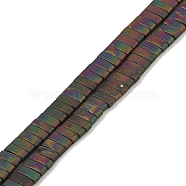 Electroplated Frosted Non-magnetic Synthetic Hematite Beads Strands, Rectangle, 2-Hole, Rainbow Plated, 5x2x2mm, Hole: 0.8mm, about 193pcs/strand, 8.27 inch(21cm)(G-G089-A01-01)