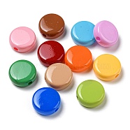 Opaque Acrylic Beads, Flat Round, Mixed Color, 17.5x18x7mm, Hole: 2.5mm(X-MACR-D081-11)