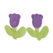 Tulip Flower Shape Polyester Knitted Appliques, Costume Hat Bag Ornament Accessories, Medium Purple, 78x62x2.5mm(PATC-WH0005-12F)