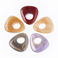 Acrylic Pendants, Two Tone, Triangle, Mixed Color, 36x32x6mm, Hole: 2mm(OACR-T020-046)