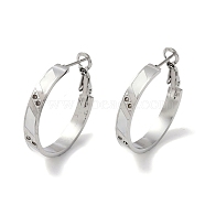 304 Stainless Steel Rhinestone Hoop Earrings for Women, Enamel Style, Stainless Steel Color, 27.5x4.5mm(EJEW-L283-051P-02)