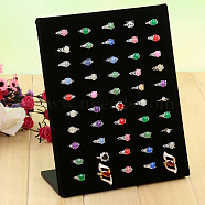 Velvet Finger Ring Display Stands, Jewelry Display Rack, L-Shaped, Rectangle, Black, 20.3x9.7x25.3cm(CON-PW0001-163B)